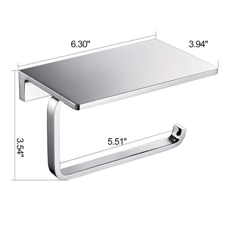 LANGPAI Toilet Paper Holder for Bathroom Solid Brass and Superior Hotel Style Tissue Roll Holder with Cell Phone Storage Polished Chrome Finish - Image 5